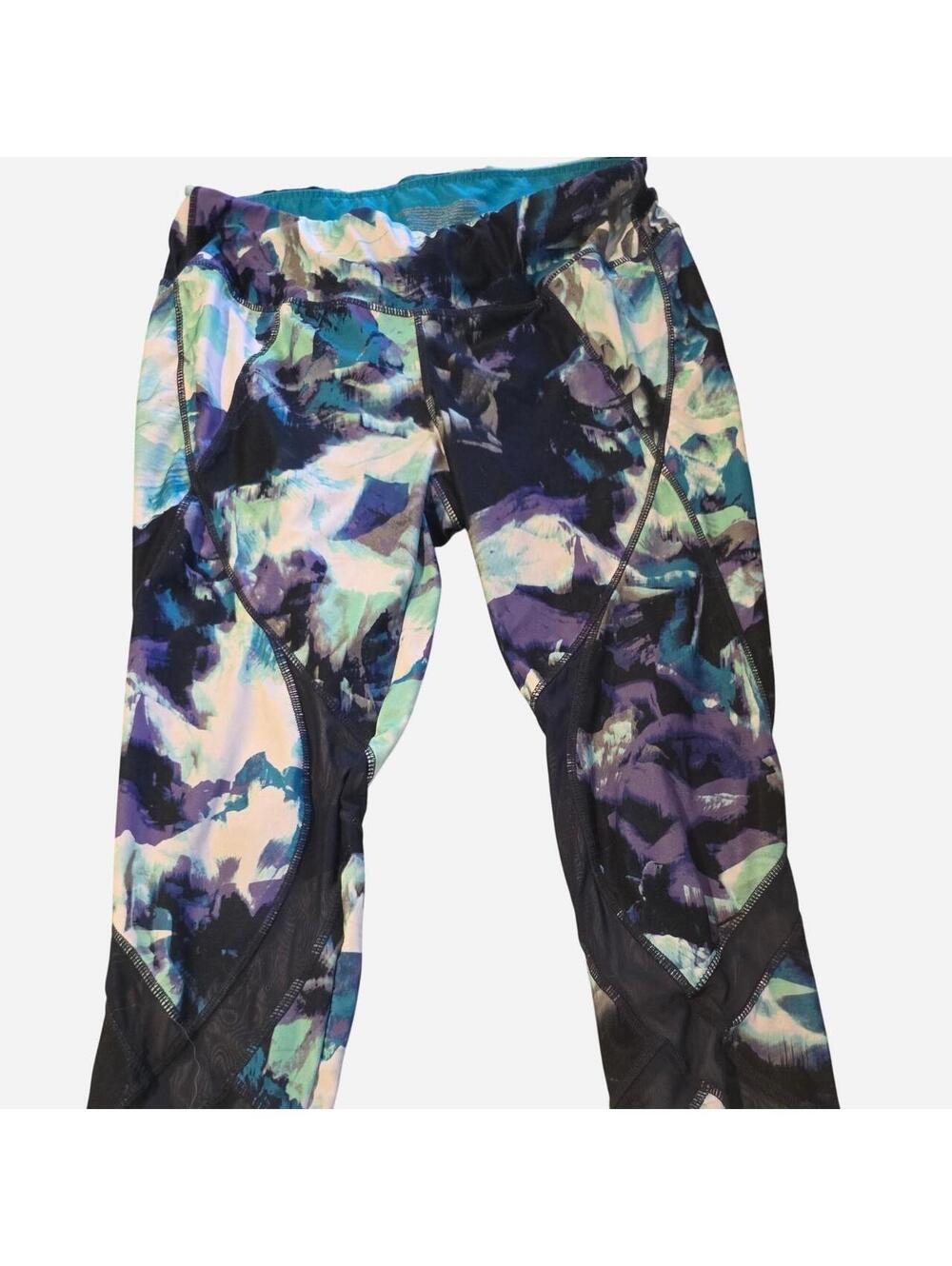 avia color splat cropped workout leggings with mesh cutouts size m #activewear